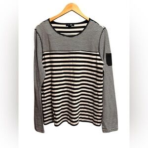 Chaps Women's Black & White Striped Long Sleeve Shirt XL